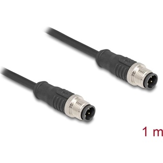 Delock Kábel M12 D kódolt 4 tűs apa - apa PVC 1 m