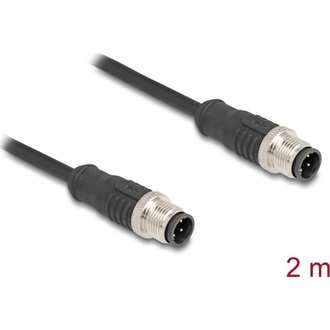 Delock Kábel M12 D kódolt 4 tűs apa - apa PVC 2 m