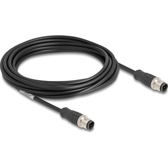 Delock Kábel M12 D kódolt 4 tűs apa - apa PVC 5 m