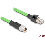 Delock Kábel M12 X kódolt 8 tűs apa - RJ45 apa PUR (TPU) 2 m