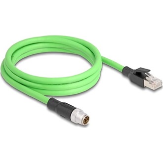 Delock Kábel M12 X kódolt 8 tűs apa - RJ45 apa PUR (TPU) 2 m
