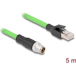 Delock Kábel M12 X kódolt 8 tűs apa - RJ45 apa PUR (TPU) 5 m