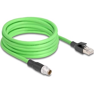 Delock Kábel M12 X kódolt 8 tűs apa - RJ45 apa PUR (TPU) 5 m