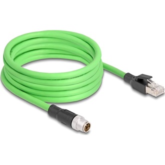 Delock Kábel M12 X kódolt 8 tűs apa - RJ45 apa PUR (TPU) 5 m