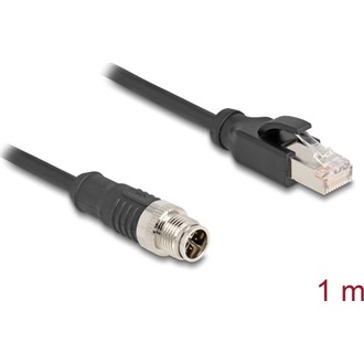 Delock Kábel M12 X kódolt 8 tűs apa - RJ45 apa PVC 1 m