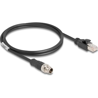 Delock Kábel M12 X kódolt 8 tűs apa - RJ45 apa PVC 1 m