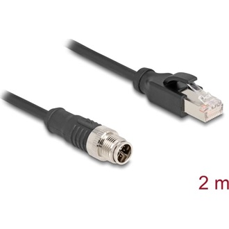 Delock Kábel M12 X kódolt 8 tűs apa - RJ45 apa PVC 2 m
