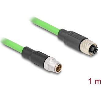 Delock Kábel M12 X kódolt 8 tűs apa - anya PUR (TPU) 1 m