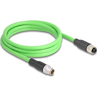 Delock Kábel M12 X kódolt 8 tűs apa - anya PUR (TPU) 2 m