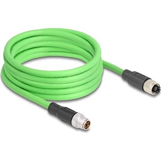 Delock Kábel M12 X kódolt 8 tűs apa - anya PUR (TPU) 5 m