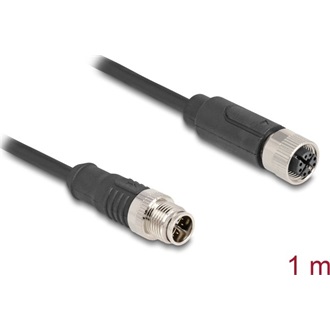 Delock Kábel M12 X kódolt 8 tűs apa - anya PVC 1 m