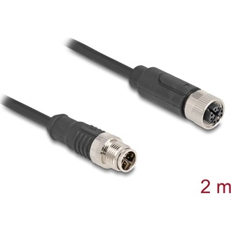 Delock Kábel M12 X kódolt 8 tűs apa - anya PVC 2 m