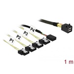 Delock Kabel Mini SAS HD SFF-8643 > 4 x SATA 7 Pin + Sideband 1 m Metall