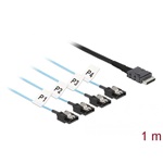 Delock OCuLink SFF-8611 -> 4db SATA M/F adatkábel 0.5m