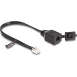 Delock RJ12 (6P6C) -> RJ12 (6P6C) M/F adatkábel 0.2m fekete védősapkával