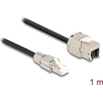 Delock RJ45 CAT6A S/FTP -> RJ45 CAT6A S/FTP M/F keystone modul 1m fekete