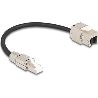 Delock RJ45 CAT6A S/FTP -> RJ45 CAT6A S/FTP M/F keystone modul 0.25m fekete