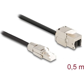 Delock RJ45 CAT6A S/FTP -> RJ45 CAT6A S/FTP M/F keystone modul 0.5m fekete