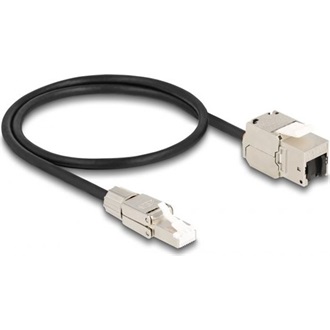 Delock RJ45 CAT6A S/FTP -> RJ45 CAT6A S/FTP M/F keystone modul 0.5m fekete
