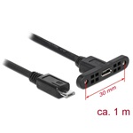 Delock USB-B 2.0 micro - USB-B 2.0 micro M/F adatkábel 1m fekete panel mount
