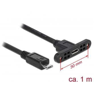 Delock USB-B 2.0 micro - USB-B 2.0 micro M/F adatkábel 1m fekete panel mount