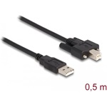 Delock Kábel USB 2.0 A-Típusú dugó - B-Típusú dugó csavarokkal ellátott 0,5 m
