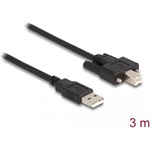 Delock Kábel USB 2.0 A-Típusú dugó - B-Típusú dugó csavarokkal ellátott 3 m