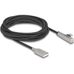 Delock USB-C -> USB-A 2.0 M/F adatkábel 3m fekete-ezüst , LED fénnyel, 90°/egyenes