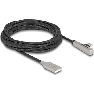 Delock USB-C -> USB-A 2.0 M/F adatkábel 3m fekete-ezüst , LED fénnyel, 90°/egyenes