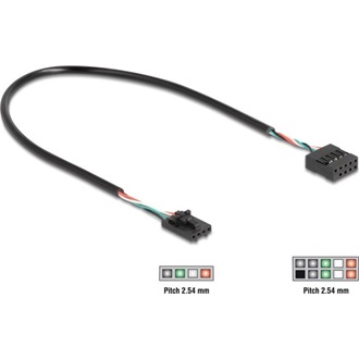 Delock Kábel USB 2.0-s csatlakozóhüvellyel, 2,54 mm, 4 tű a USB 2.0-s csatlakozóhüvellyel, 2,54 mm, 10 tű, 30 cm