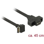 Delock USB-A 3.2 Gen2 -> USB-C M/F adatkábel 0.45m fekete panel mount