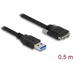 Delock Kábel USB 3.0 A-Típusú dugó - Micro-B Típusú dugó csavarokkal ellátott 0,5 m