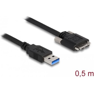 Delock Kábel USB 3.0 A-Típusú dugó - Micro-B Típusú dugó csavarokkal ellátott 0,5 m