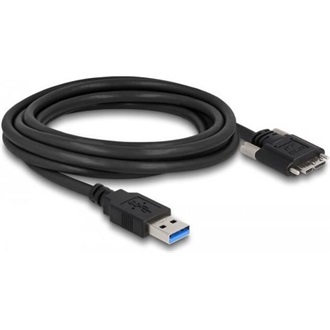 Delock USB-A 3.0 -> USB-B 3.0 micro M/M adatkábel 3m fekete rögzítő csavarokkal