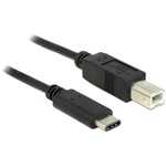 Delock USB-C -> USB-B 2.0 M/M adatkábel 1m fekete