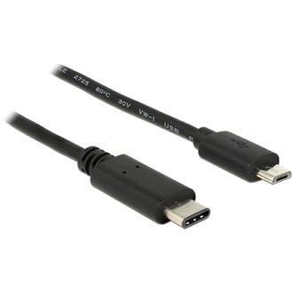 Delock USB-C -> USB-B 2.0 micro M/M adatkábel 1m fekete