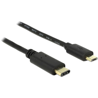 Delock USB-C -> USB-B 2.0 micro M/M adatkábel 2m fekete