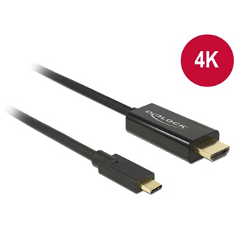 Delock USB-C -> HDMI M/M video kábel fekete DP Alt Mode, 4K,  30Hz