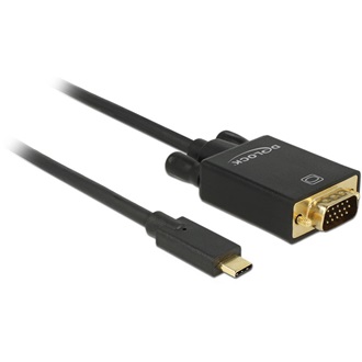 Delock USB-C -> VGA M/M video kábel 1m fekete (DP Alt Mode)