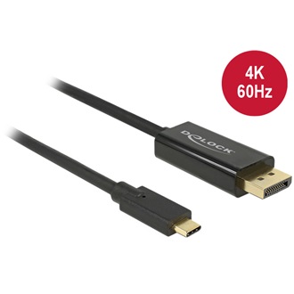 Delock USB-C -> DisplayPort 1.2 M/M video kábel 3m fekete (DP Alt Mode) 4K 60Hz