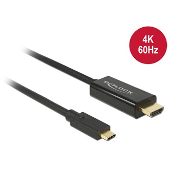 Delock USB-C -> HDMI M/M video kábel 3m fekete DP Alt Mode, 4K, 60Hz