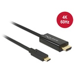Delock USB-C -> HDMI M/M video kábel 1m fekete DP Alt Mode, 4K, 60Hz