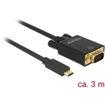Delock USB-C -> VGA M/M video kábel 3m fekete (DP Alt Mode)