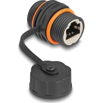 Delock Kábel csatlakoztató RJ45 anya - RJ45 anya Cat.6A M20 cérnával és védő kupakkal IP68 por és vízhatlan