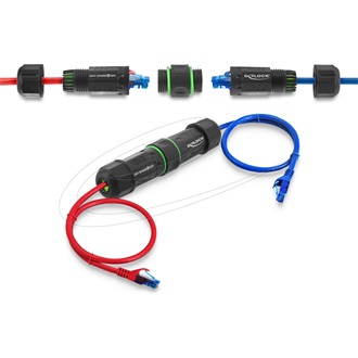 Delock Kábel csatlakoztató RJ45 anya - RJ45 anya Cat.6 M16 cérnával IP68 por és vízhatlan