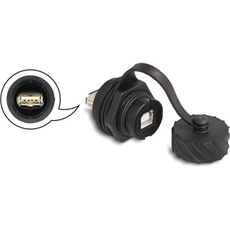 Delock USB-A 2.0 -> USB-B 2.0 F/F adapter fekete IP68 