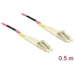 Delock LC Duplex -> LC Duplex M/M adatkábel 0.5m rózsaszín Multi-mode OM4