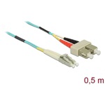 Delock LC Duplex -> SC Duplex M/M adatkábel 0.5m kék Multi-mode OM3
