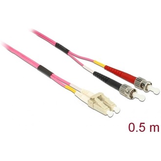 Delock LC Duplex -> ST Duplex M/M adatkábel 0.5m rózsaszín Multi-mode OM4