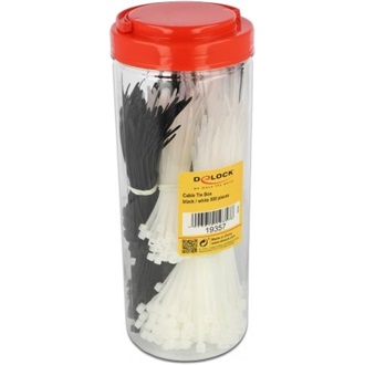Delock Kábel szorító szett dobozban, 500 db., fekete / fehér